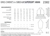 Knitting Pattern - Sirdar 2382 - Supersoft Aran - Girl's Cardies